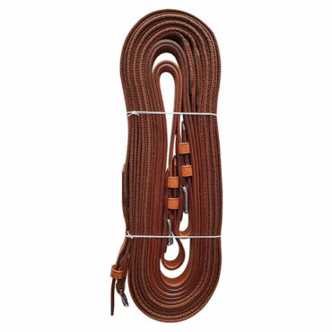 1021 Einspänner Gurtleine - Single horse driving lines of webbing with leather ends
